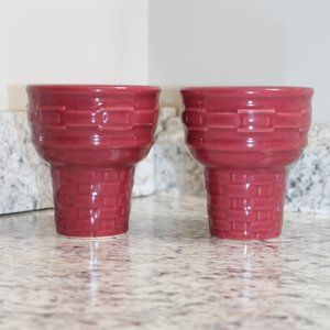 Longaberger Pottery Ice Cream Cone Bowls Dishes